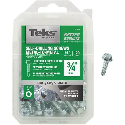 Teks 21336 #12 x 3/4 In. Hex Washer Head Drill Point Metal to Metal Screw (120 Ct.)