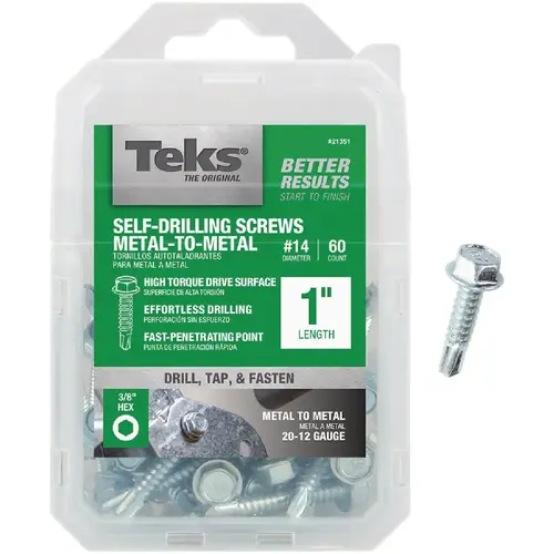 Teks 21351 #14 x 1 In. Hex Washer Head Drill Point Metal to Metal Screw (60 Ct.)