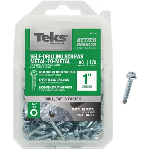 Teks 21316 #8 x 1 In. Hex Washer Head Drill Point Metal to Metal Screw (170 Ct.)