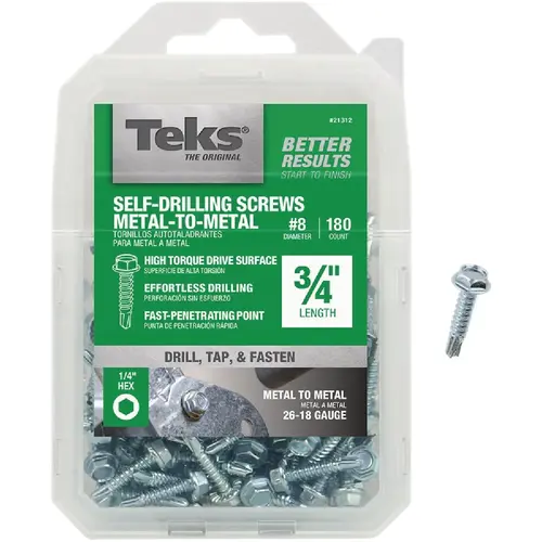 Teks 21312 #8 x 3/4 In. Hex Washer Head Drill Point Metal to Metal Screw (180 Ct.)