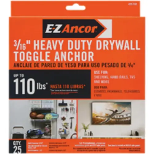 E-Z Ancor 25730 3/16 In. Heavy Duty Pull Toggle Drywall Anchor (10-Pack)