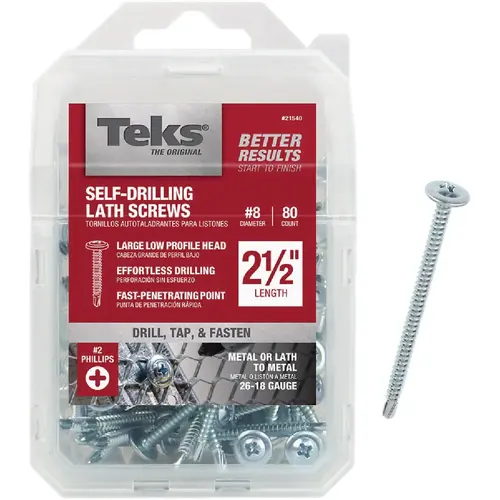 Teks 21540 #8 x 2-1/2 In. Modified Truss Head Drill Point Lath Screw (80 Ct.)