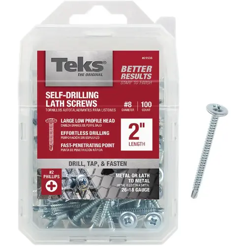 Teks 21538 #8 x 2 In. Modified Truss Head Drill Point Lath Screw (100 Ct.)