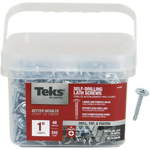 Teks 21530 #8 x 1 In. Modified Truss Head Drill Point Lath Screw (510 Ct.)