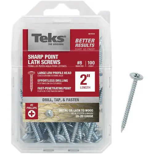 Teks 21518 #8 x 2 In. Modified Truss Head Sharp Point Lath Screw (100 Ct.)