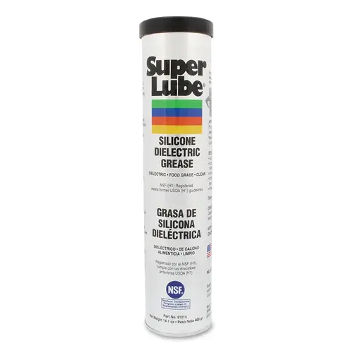 Super Lube 91015 Silicone Dielectric and Vacuum Grease, 400 g Cartridge, NLGI Grade 2, NSF Rating H1 Food Grade Translucent White