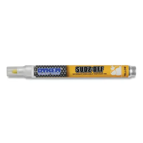 Dykem 91694 SUDZ OFF  Detergent Removable Temporary Marker, Yellow, Medium