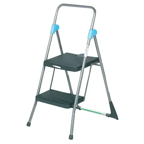 Cosco 11829GGB Commercial 2-Step Folding Stool, 300lb Cap, 20 1/2w x 24 3/4d x 39 1/2h, Gray