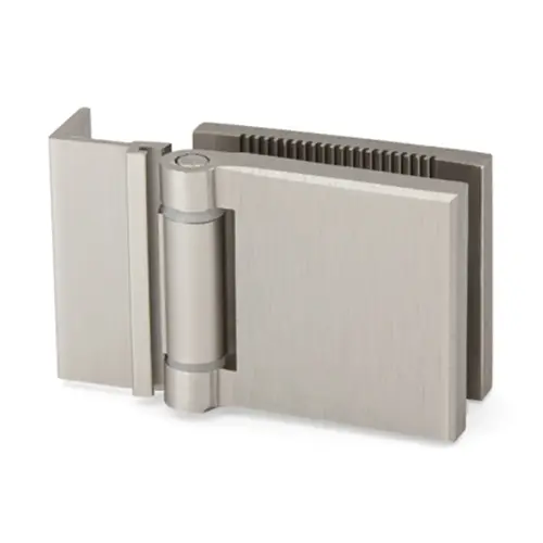 FHC JMH1LBN L-Mount Universal Hinge for 1/4" Glass - Brushed Nickel