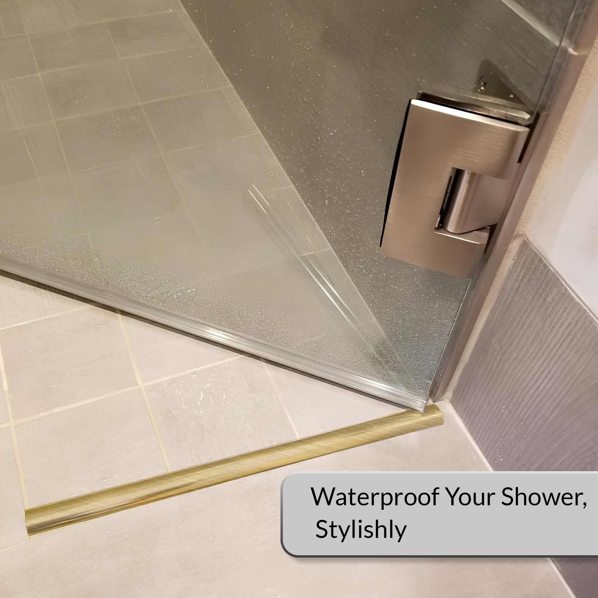 Brixwell STH95SB-CCP84 Shower Door Threshold - Satin Brass