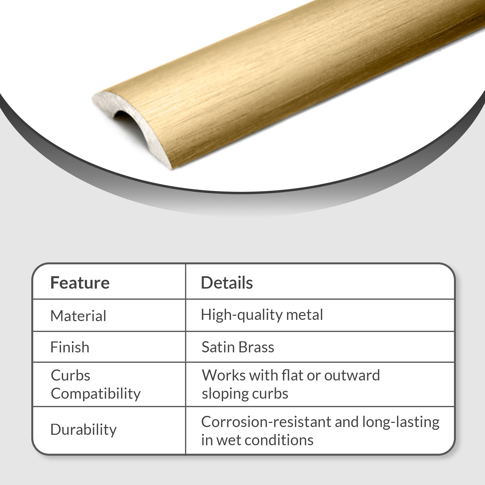 Brixwell STH95SB-CCP84 Shower Door Threshold - Satin Brass