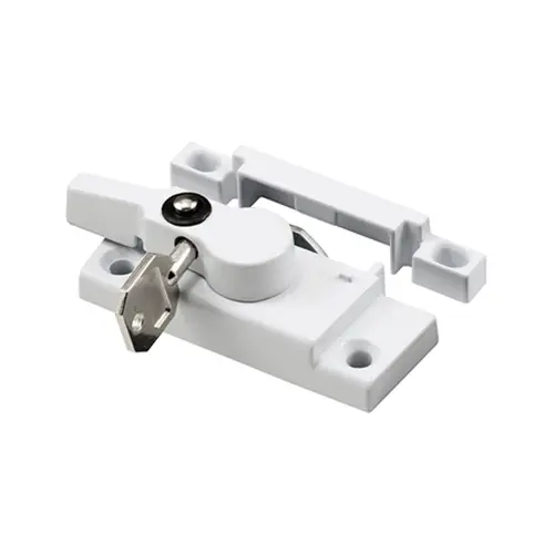 Keyed Child-Proof Sash Lock - 2-3/16" Hole Centers - Diecast Zinc - Painted White - (Single Pack)