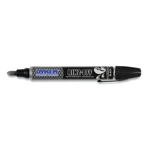 Dykem 44109 RINZ OFF  Water Removable Temporary Marker, Black, Broad Threaded Cap