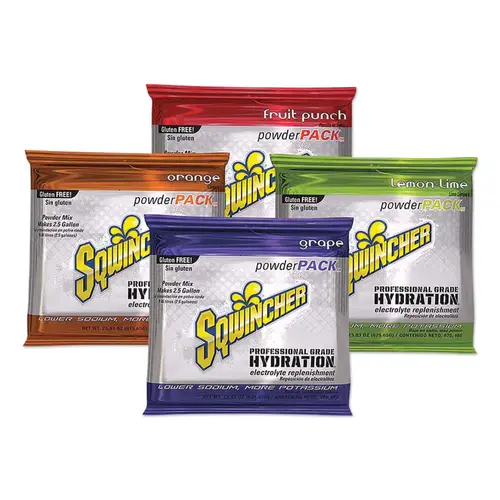 Sqwincher 159016044 Powder Pack, Assorted Pack, 23.83 oz, Pack, Yields 2.5 gal