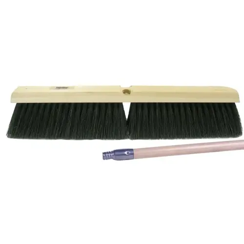 Coarse Sweeping Brush, 18 in Hardwood Block, 3 in Trim, Tampico Fill/Wire Center Black