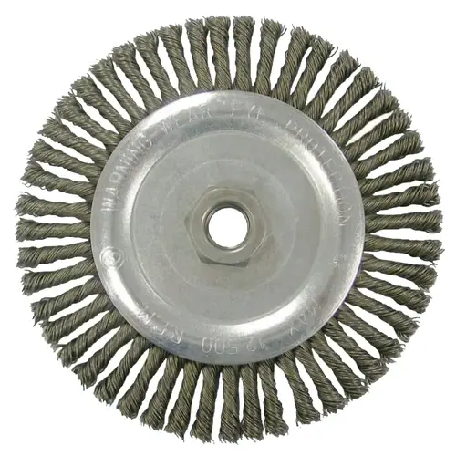Wolverine  Knot Wire Wheel, Stringer Bead Twist, 7 in dia x 3/16 in W Face, 5/8 in-11 UNC, 0.020 in Steel Wire, 9000 RPM - pack of 10