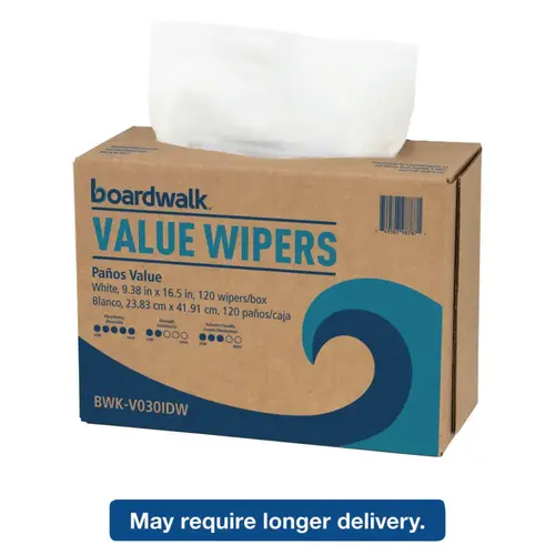 BOARDWALK V030IDW2 DRC Wipers, White, 9 1/3 x 16 1/2, 9 Dispensers of 100
