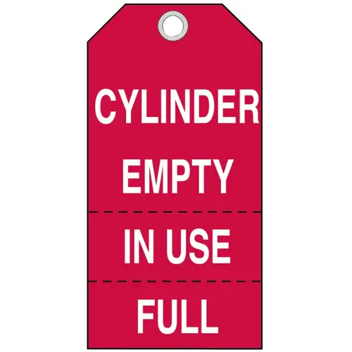 Brady 17927 Cylinder Status Tags, 5 3/4 x 3 in, Cylinder Empty, In Use Full White/Red - pack of 100