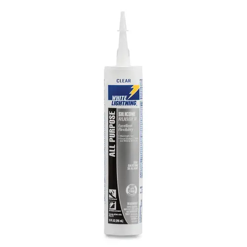 White Lightning W11121010 Silicone Rubber All Purpose Sealant, 10 oz Cartridge, Clear - pack of 12