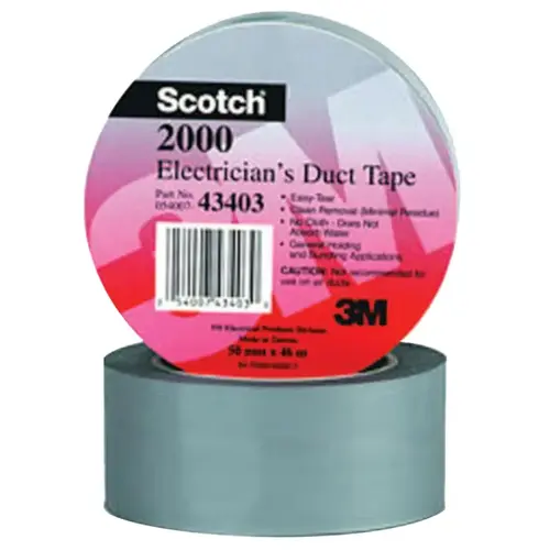 SCOTCH 434030 Electricians Duct Tapes 2000, Gray, 2 in x 50 yd x 6 mil