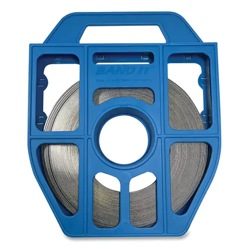 Band-It C204B9 Tote, Plastic, Includes 1/2 in W x 0.030 in Thick x 100 ft, Stainless Steel 201 Band Roll Blue