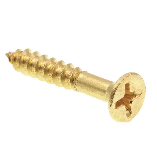 GENERIC 9035128 Generic Wood Screws, Flat Hd, Phil Dr, #8 X 1in, Brass, Package Of 100