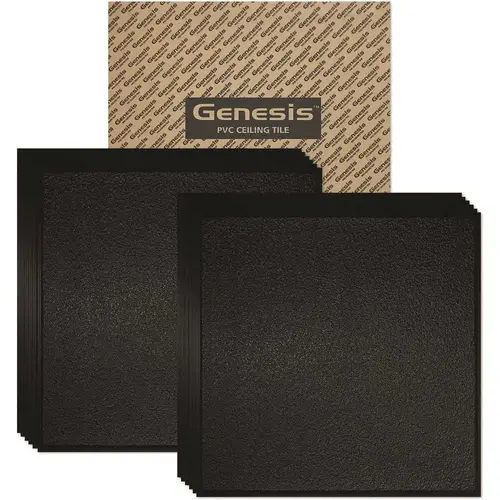 Genesis 770-07 Genesis 2ftx2ft Stucco PRO Revealed Edge Black Lay In Ceiling Tile, Carton Of 12