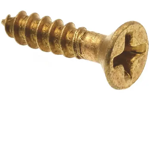 GENERIC 9034558 Generic Wood Screws, Flat Hd, Phil Dr, #6 X 5/8in, Brass, Package Of 25