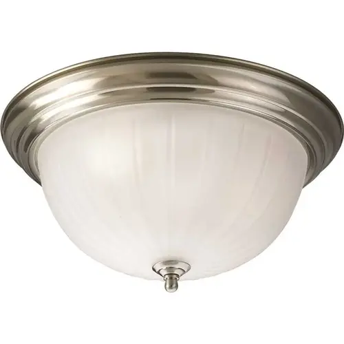 Progress Lighting P3818-09 Progress Lighting NICKEL Three-Light Flush Fixture With Etched Ribbed Glass