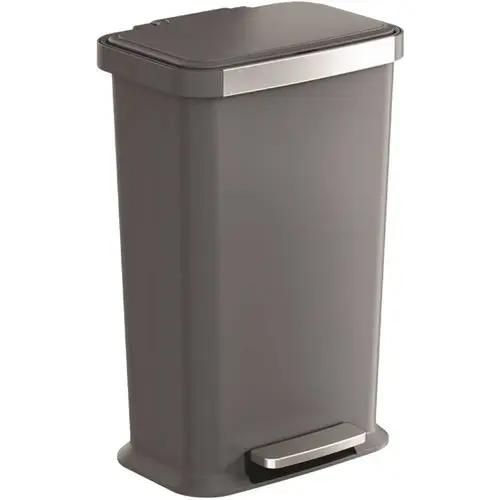 HLS COMMERCIAL HLSPL13GGP Hls Commercial 13.2 Gal / 50 Liter Gray Plastic Step Pedal Trash Can/odor Filter