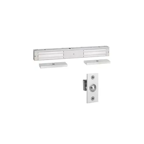 Security Door Controls 1572-V-D 1200lbs EM Lock, Double Door Electromagnetic Lock, Door Position Status, 12/24VDC, UL Listed, Grade 1, 628/US28 Satin Aluminum