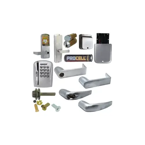 KIT - Mag-Stripe (Swipe Card) and Keypad Stand Alone Classroom/Storage Cylindrical Lock, Athens Lever, FSIC Prep, Schlage Large Format IC Core Included, 6-Pin C Keyway (1-Bitted Brushed Chrome Cylinder 626), Satin Chrome 626, US26D