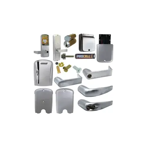 KIT - Mag-Stripe (Swipe Card) Stand Alone Privacy Cylindrical Lock, Athens Lever, FSIC Prep, Schlage Large Format IC Core Included, 6-Pin C Keyway (1-Bitted Brushed Chrome Cylinder 626), Satin Chrome 626, US26D