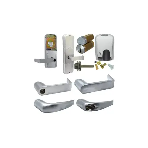 KIT - Mag-Stripe (Insert Card) Stand Alone Office/Classroom Mortise Lock, Athens Lever, FSIC Prep, Schlage Large Format IC Core Included, 6-Pin C Keyway (1-Bitted Brushed Chrome Cylinder 626), Satin Chrome 626, US26D