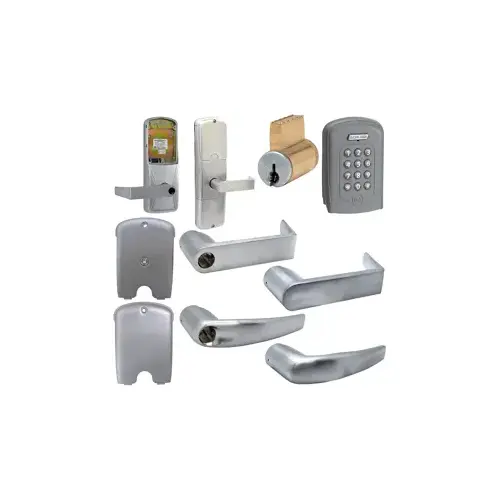 KIT - Multi- Technology and Keypad Stand Alone Office Mortise Lock, Athens Lever, Key in Lever, 6-Pin C Keyway (0-Bitted Brushed Chrome Cylinder 626), Satin Chrome 626