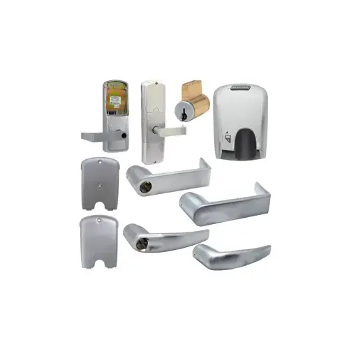 KIT - Mag-Stripe (Insert Card) Stand Alone Privacy Cylindrical Lock, Athens Lever, Key in Lever, 6-Pin C Keyway (0-Bitted Brushed Chrome Cylinder 626), Satin Chrome 626