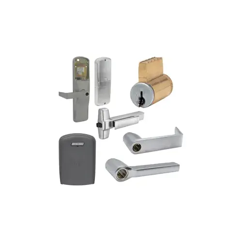 KIT - Multi-Technology Stand Alone Exit Trim for Rim Exit Device, Latitude Lever, Key in Lever, 6-Pin C Keyway (0-Bitted Brushed Chrome Cylinder 626), Satin Chrome 626