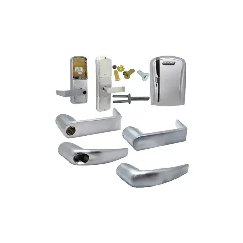 KIT - Mag-Stripe (Swipe Card) Stand Alone Classroom/Storage Cylindrical Lock, Athens Lever with SFIC Prep (Small Format IC Core not Included), Satin Chrome 626