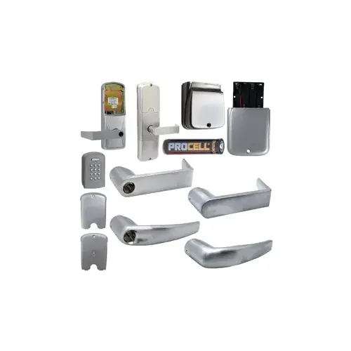 KIT - Multi-Technology and Keypad Stand Alone Office Cylindrical Lock, Athens Lever Less Cylinder (Conventional Cylinder not Included), Satin Chrome 626