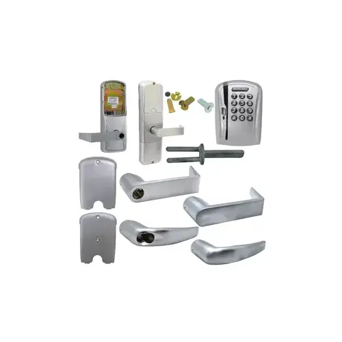 KIT - Mag-Stripe (Swipe Card) and Keypad Stand Alone Office Mortise Lock, Athens Lever with SFIC Prep (Small Format IC Core not Included), Satin Chrome 626