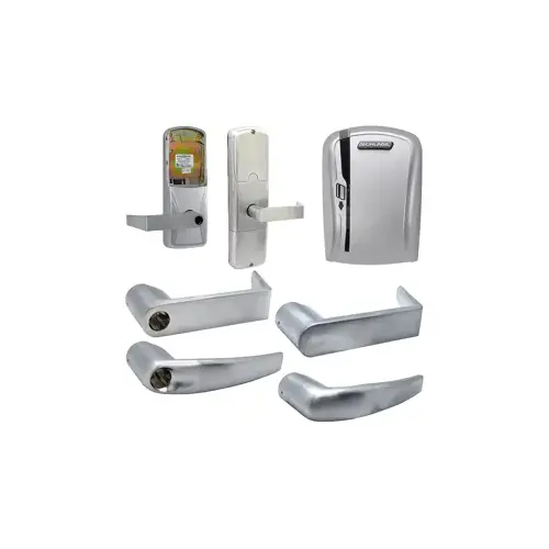 KIT - Mag-Stripe (Swipe Card) Stand Alone Classroom/Storage Cylindrical Lock, Athens Lever Less Cylinder (Conventional Cylinder not Included), Satin Chrome 626