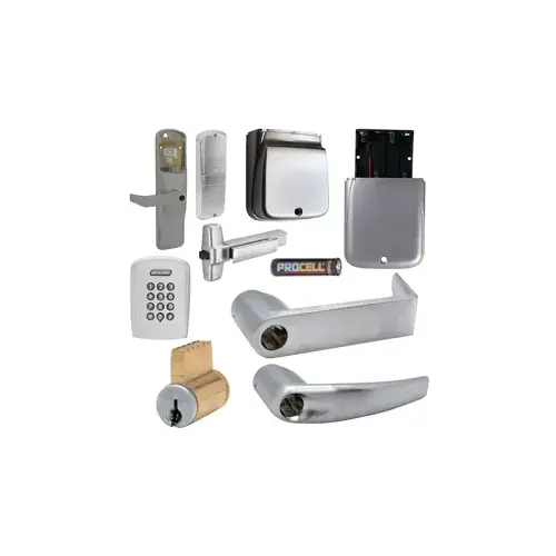 KIT - Keypad Stand Alone Exit Trim for Rim Exit Device, Athens Lever, Key in Lever, 6-Pin C Keyway (0-Bitted Brushed Chrome Cylinder 626), Satin Chrome 626