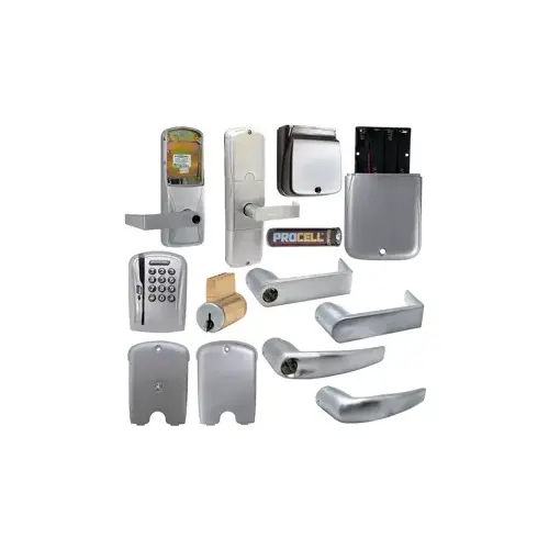 KIT - Mag-Stripe (Swipe Card) and Keypad Stand Alone Apartment Cylindrical Lock, Athens Lever, Key in Lever, 6-Pin C Keyway (0-Bitted Brushed Chrome Cylinder 626), Satin Chrome 626