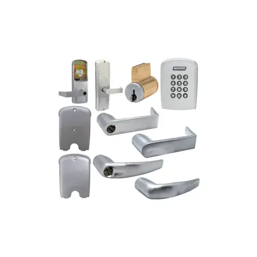 KIT - Keypad Stand Alone Apartment Mortise Lock, Athens Lever, Key in Lever, 6-Pin C Keyway (0-Bitted Brushed Chrome Cylinder 626), Satin Chrome 626