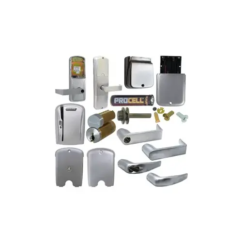 KIT - Mag-Stripe (Swipe Card) Stand Alone Office Mortise Lock, Athens Lever, FSIC Prep, Schlage Large Format IC Core Included, 6-Pin C Keyway (1-Bitted Brushed Chrome Cylinder 626), Satin Chrome 626, US26D