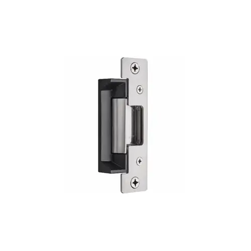 Electric Strike 12/24VDC, UL Fire Rated, Cylindrical Latches Max 5/8" Throw, 2 Faceplates: 501 & 501A (4-7/8" x 1-1/4") Satin Stainless Steel w/Latchbolt Monitor