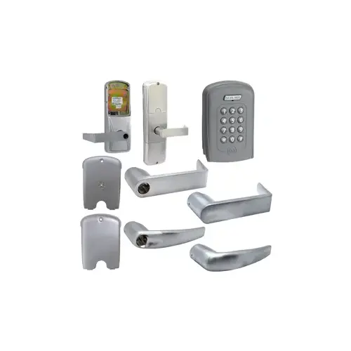 KIT - Multi- Technology and Keypad Stand Alone Apartment Mortise Lock, Athens Lever Less Cylinder (Conventional Cylinder not Included), Satin Chrome 626