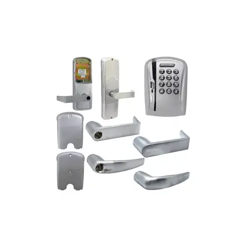 KIT - Mag-Stripe (Swipe Card) and Keypad Stand Alone Office Cylindrical Lock, Athens Lever Less Cylinder (Conventional Cylinder not Included), Satin Chrome 626