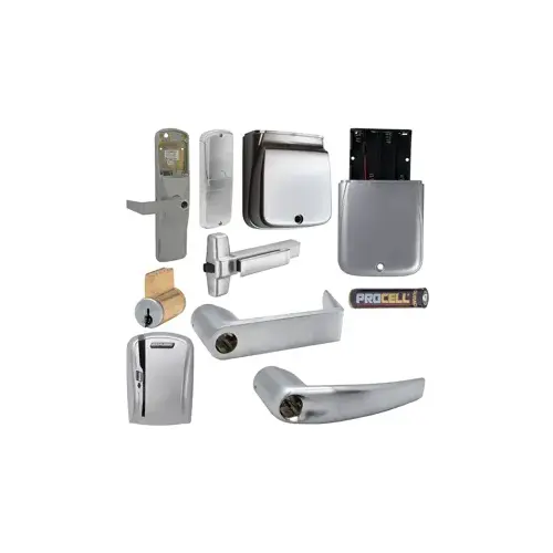 KIT - Mag-Stripe (Swipe Card) Stand Alone Exit Trim for Rim Exit Device, Athens Lever, Key in Lever, 6-Pin C Keyway (0-Bitted Brushed Chrome Cylinder 626), Satin Chrome 626