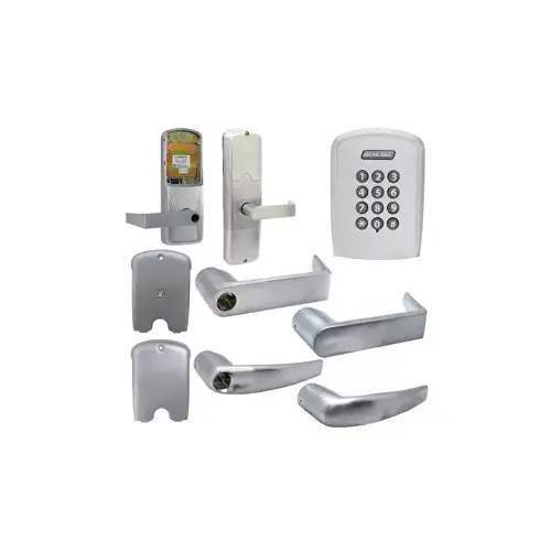 KIT - Keypad Stand Alone Apartment Cylindrical Lock, Athens Lever Less Cylinder (Conventional Cylinder not Included), Satin Chrome 626